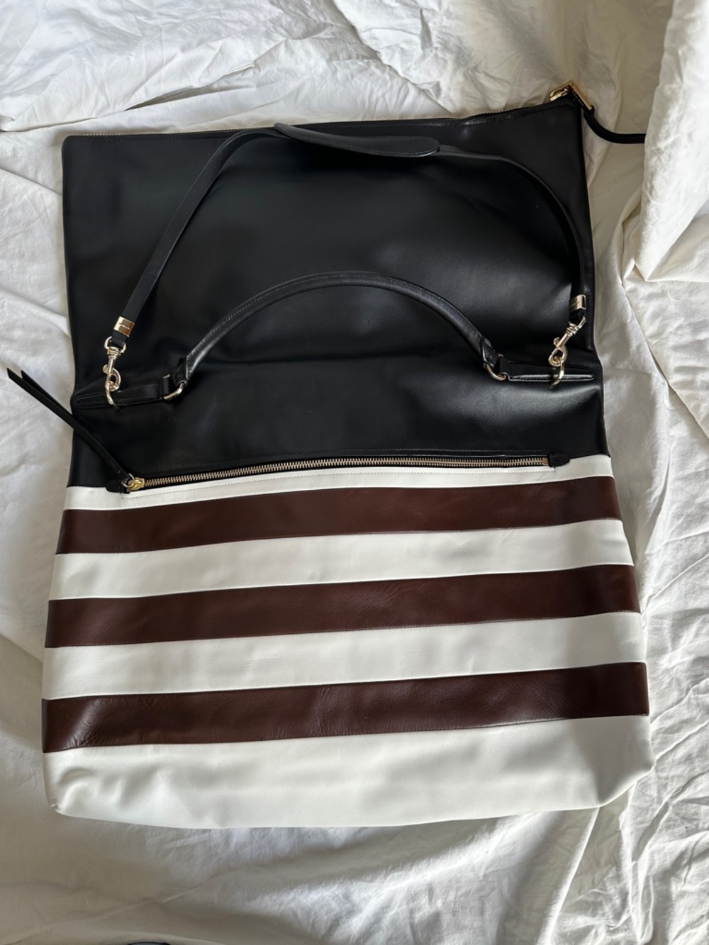 Coach Black Brown White Leather Laptop Bag - Picture 5 of 6